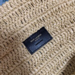 Saint Laurent Rive Gauche Supple Tote Bag In Raffia Crochet Apricot
